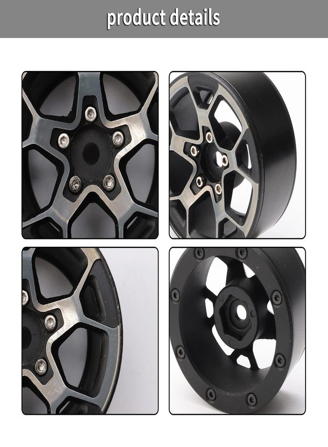 Rchobbytop Aluminum Heavy Duty 1.9 Beadlock Wheels w/Lock Nuts Cross Wrench for 1/10 RC Crawler Truck TRX-4 SCX10 II Jeep JLU Wrangler RC4WD Gmade etc, Black/Silver - Image 4